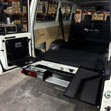 troopy setup - small drop down table - barn door table - 78 series landcruiser accessories - lc78 TroopCarrier