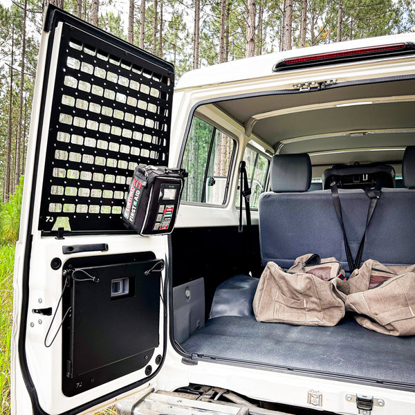 molle panel - troopy setup - left barn door - 78 series landcruiser accessories