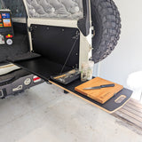 barn door table folded out - 78 series landcruiser - fold up table