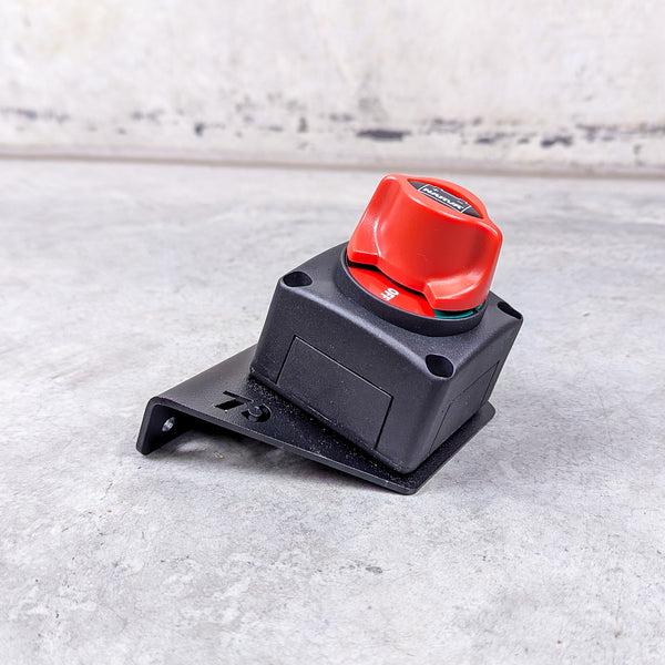 Winch isolator switch bracket - battery isolator switch - carbon winches - wide view - 70 series landcruiser accessories